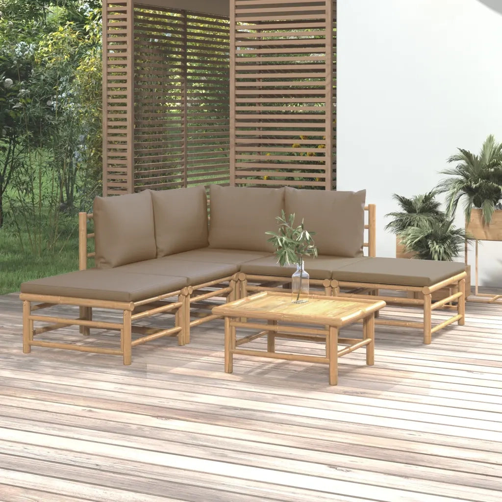 Set Salotto da Giardino 6pz con Cuscini Tortora BambÃ¹