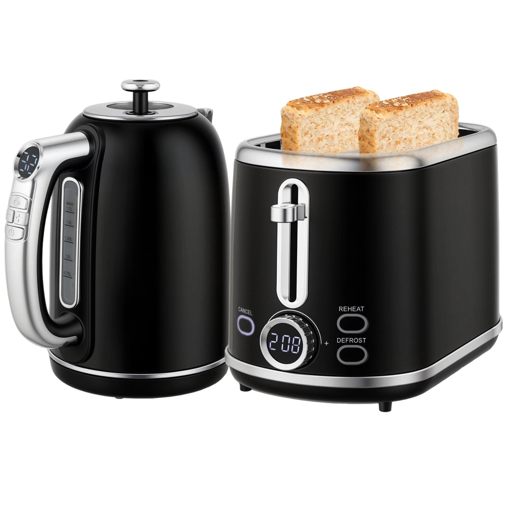 Bollitore e Tostapane ¨C Zephmum ¨C Inox 1.7L 2200W Tostapane 2 Fette Nero