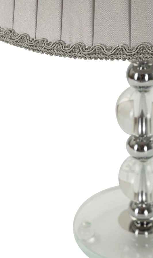 Lampada da Tavolo Tolly Ø30x48 cm in Metallo e Vetro e Tessuto Argento