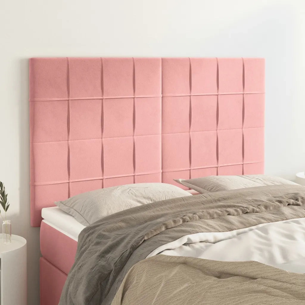 Testiera-Testata-Testiera Decorativa Rosa 144x5x118/128 cm Velluto 526280