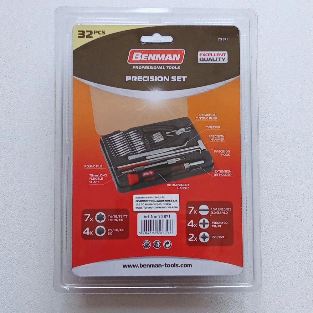 Benman set utensili precisione 32 pezzi in acciaio cr-v con custodia