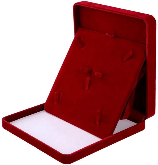 Set di conservazione per collane e anelli in velluto, grande cassettone, box per regali (rosso vino)