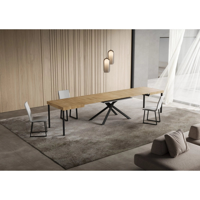 Tavolo allungabile 140/400x90 cm Niket telaio Antracite - Quercia Natura