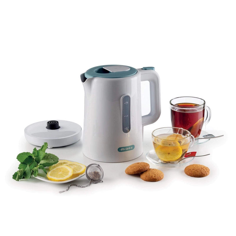 Bollitore 2200W, capacità 1,7L, base cordless 360°, spegnimento automatico - White & Aegean Teal