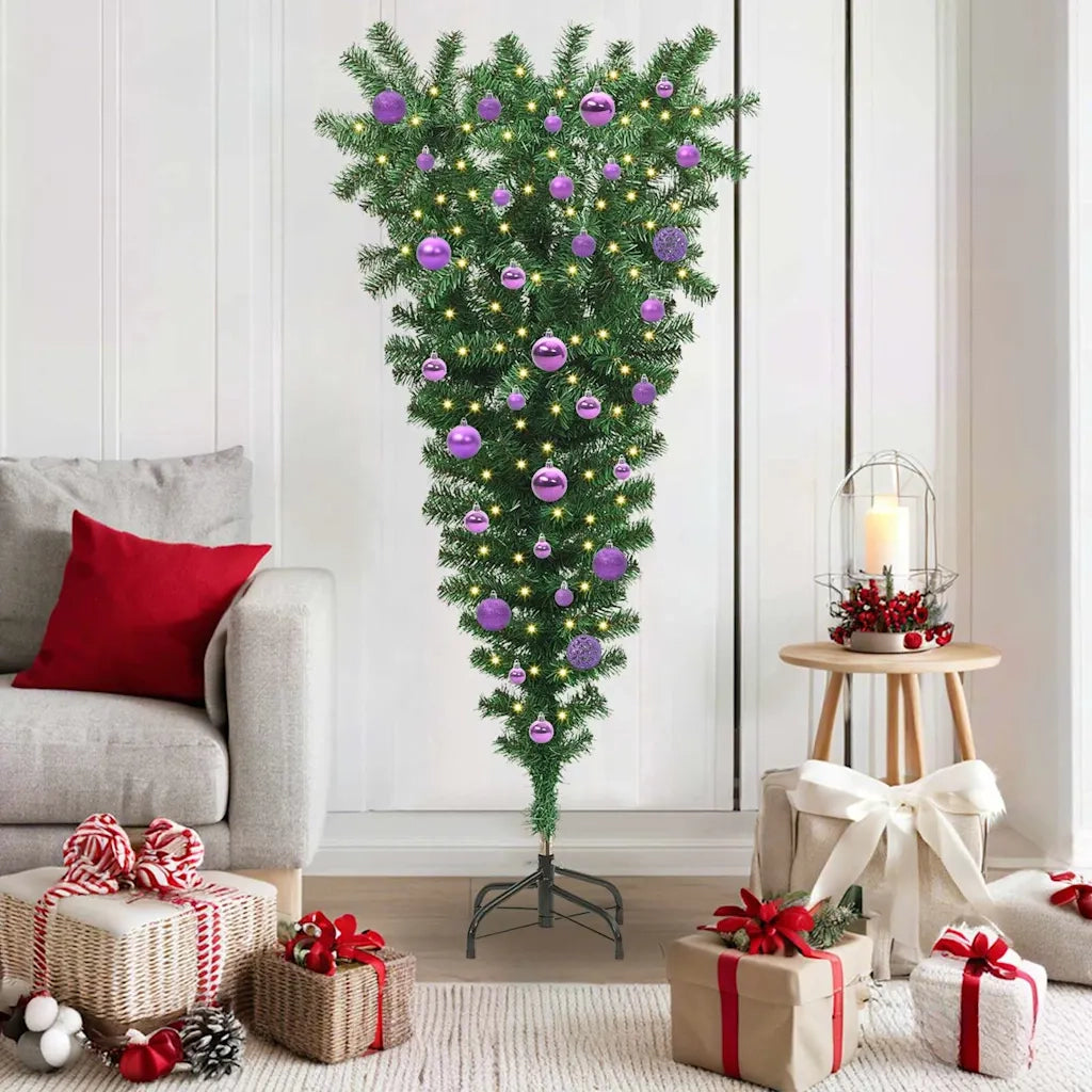 Albero di Natale artificiale preilluminato capovolto con set di palline 3396857