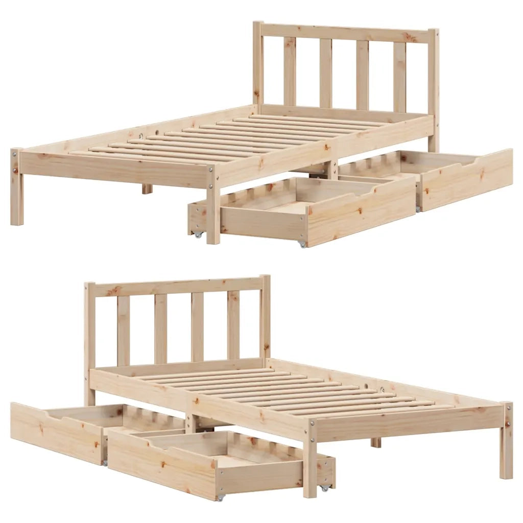 Letto senza Materasso-Struttura Letto 90x190 cm in Legno Massello di Pino 366129