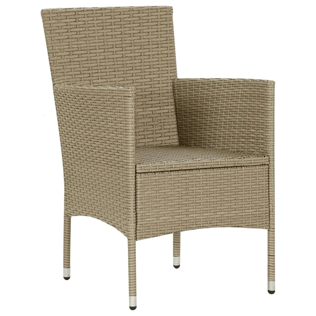 Set Pranzo da Giardino 9 pz con Cuscini in Polyrattan Beige cod mxl 39712