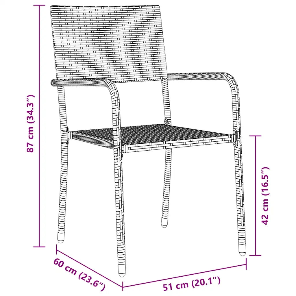 Set da Pranzo per Giardino con cuscino 7 pcs Grigio polyrattan 3380048