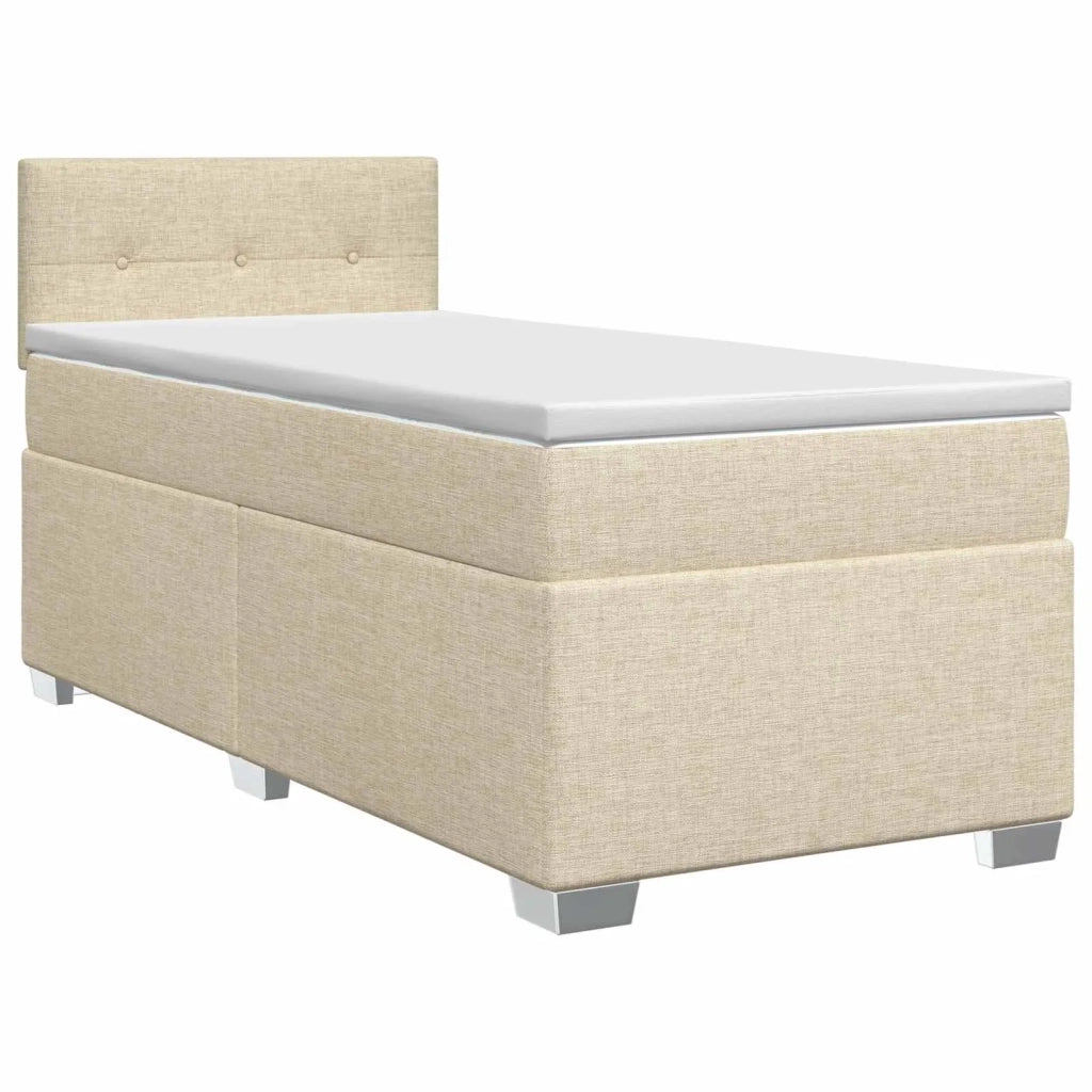 Letto box spring con materasso Crema 100 x 200 cm Tessuto 3450416