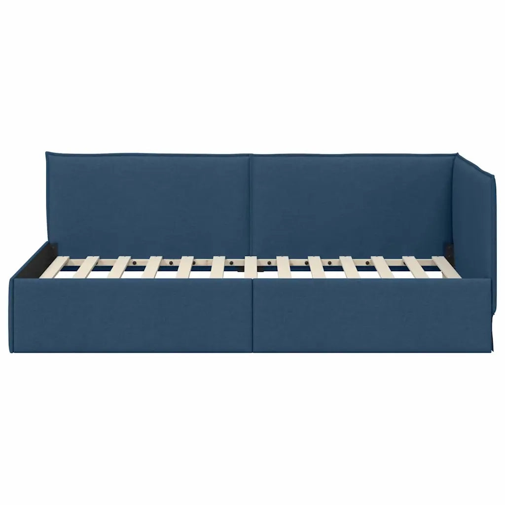 Cornice del letto ad angolo Blu 100 x 200 cm Tessuto
