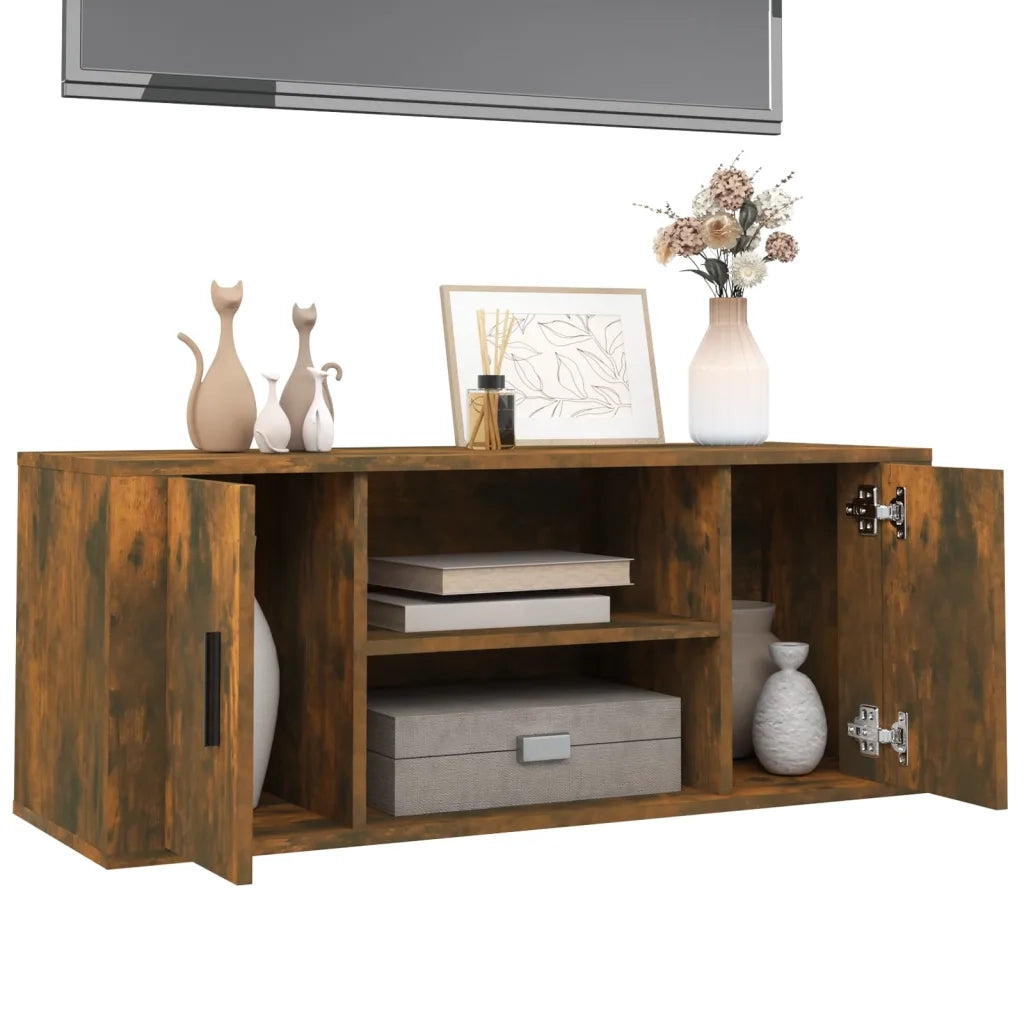Mobile TV Rovere Fumo 100x35x40 cm in Legno Multistrato 823096