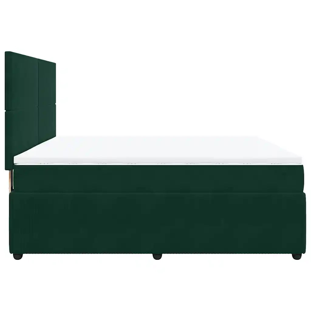Giroletto a Molle con Materasso Verde Scuro 180x200 cm Velluto