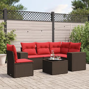 Set Divani da Giardino 6 pz con Cuscini Marrone in Polyrattan 3222583