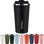 Tazza da caffè riciclabile Reisbeker Nero - Coperchio libero da liquidi Thermobibita - Tazza isolata in acciaio inox - Bevande calde e fredde 510ml