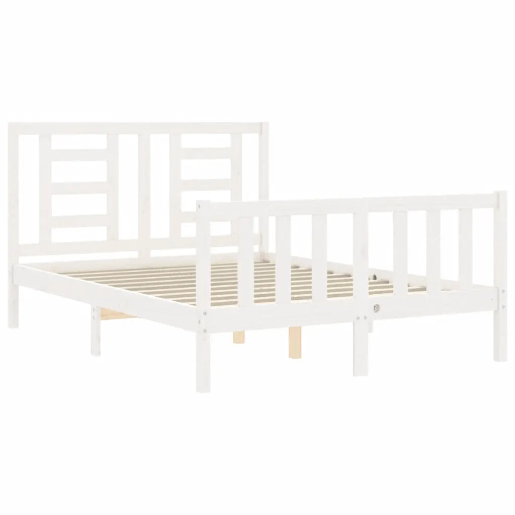 Letto senza Materasso-Struttura Letto Bianco 140x190 cm Legno Massello di Pino 581936