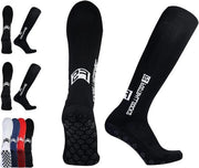 2 pair calzettoni da calcio unisex neri con design antiscivolo - taglia 39-46 (75% cotone)