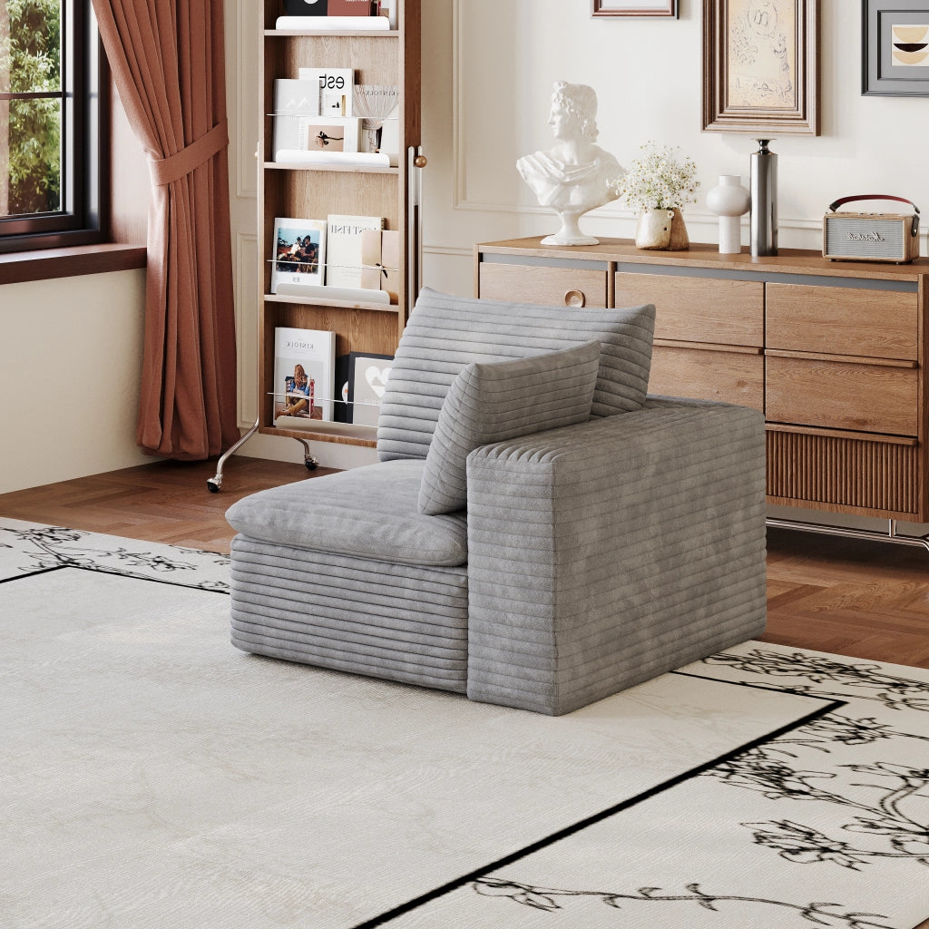 Divano modulare in tessuto con supporto in schiuma, seduta morbida e composizione versatile grigio