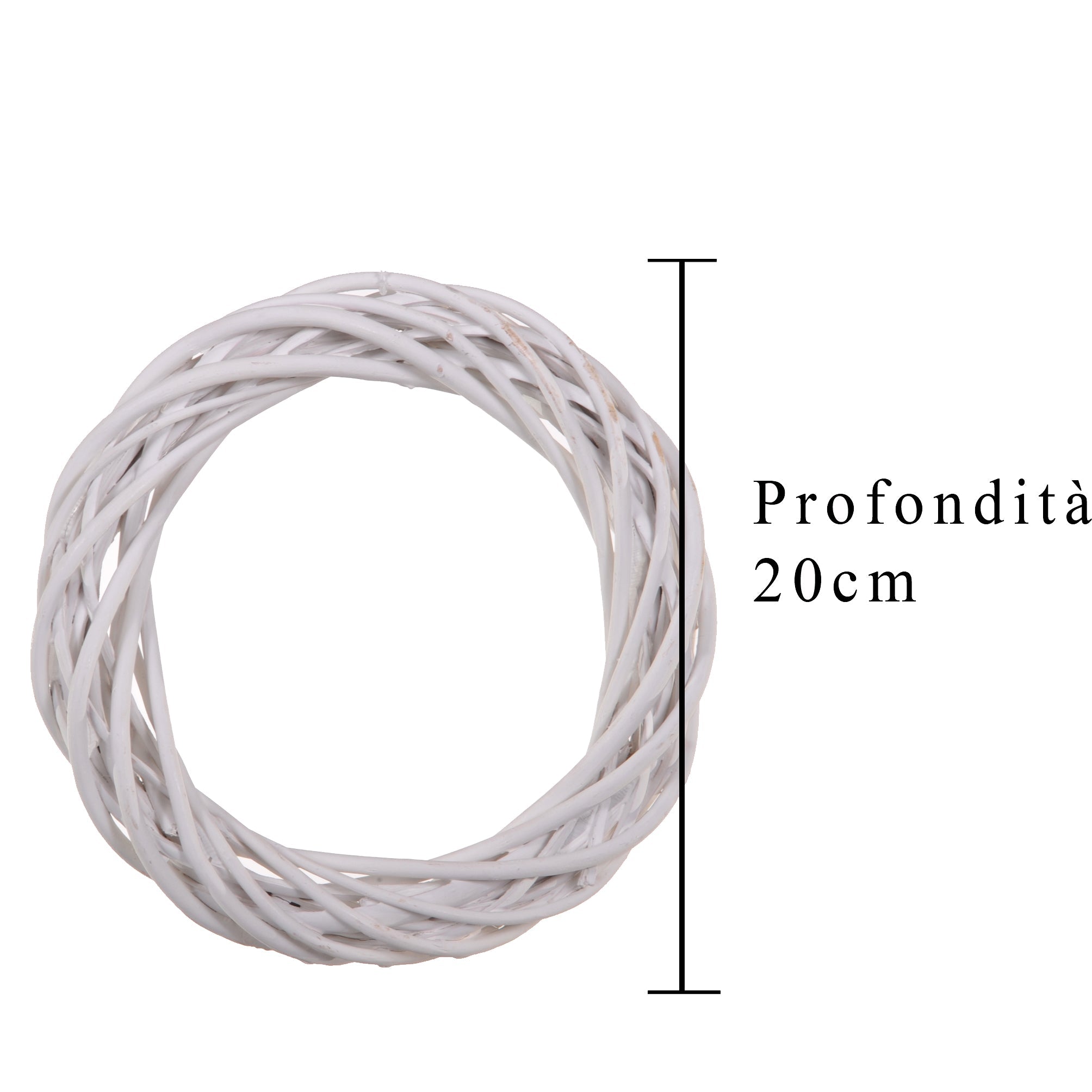 Set 9 Coroncine Bianche di Rattan Larghezza 20 cm