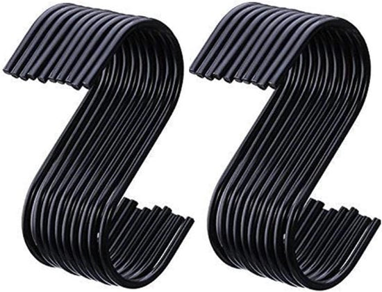Set di S-haak da 20 - Nero - Sostenibile - Resistente alla Ruggine - Per Cucina/Bagno - Ideale per l'Appeso