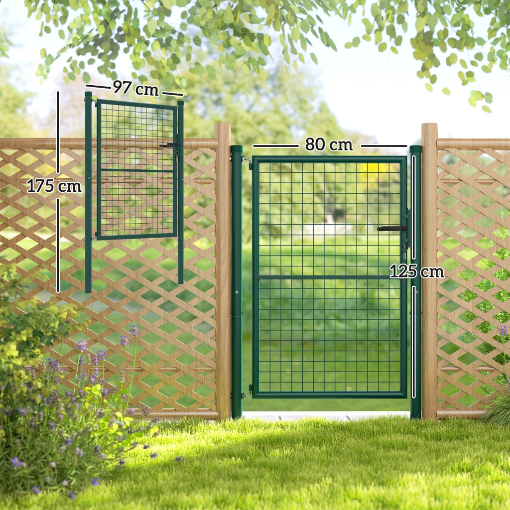 Portillon da giardino in acciaio con serratura ¨C zephmum ¨C verde 97x175 cm