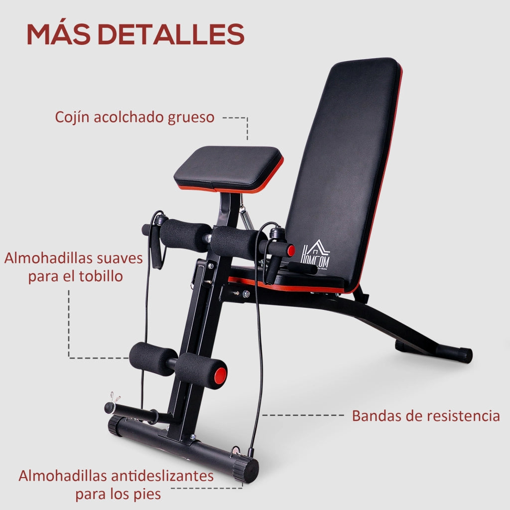 Panca Fitness Pieghevole ¨C Xylo ¨C 7 Livelli Regolabili con Leg Extension e Banda Resistenza