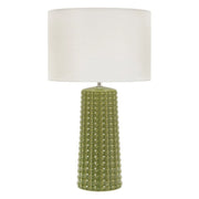 Lampada da tavolo Gliss in ceramica verde oliva e tessuto