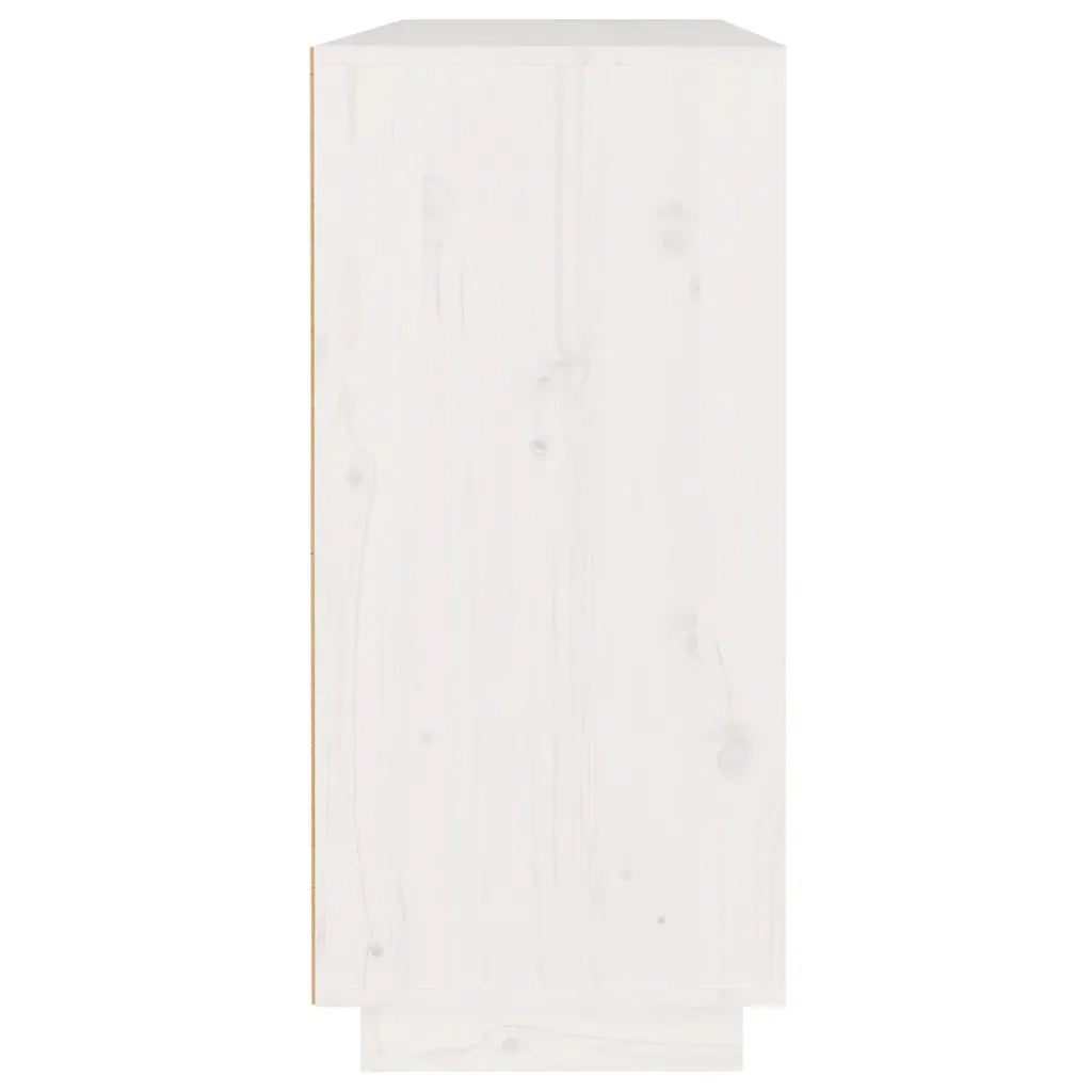 Credenza Bianca 110x34x75 cm in Legno Massello di Pino 814330