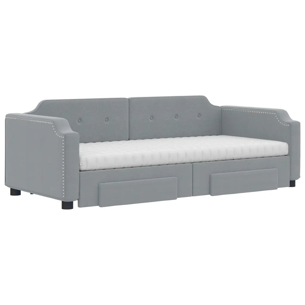 Divano Letto Estraibile Cassetti Grigio Chiaro 80x200cm Tessuto 3197683