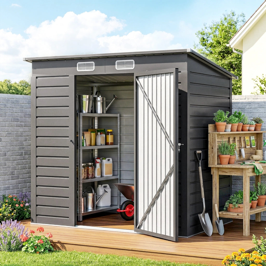 Casetta da giardino ¨C zephmum ¨C 191x130x166.5-183 cm acciaio