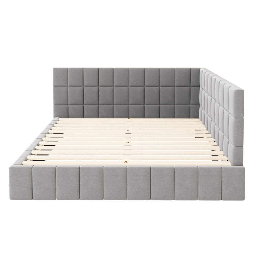 Letto imbottito 160x200 cm convertibile in divano in tessuto grigio