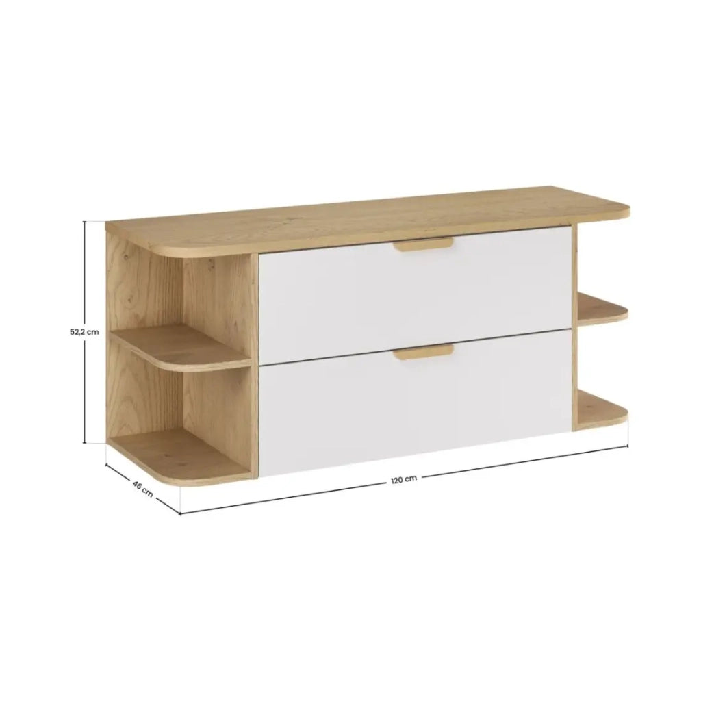 Set da bagno sospeso OSTER 120cm: mobile sotto lavabo con cassetti e nicchie a vista + piano per lavabo