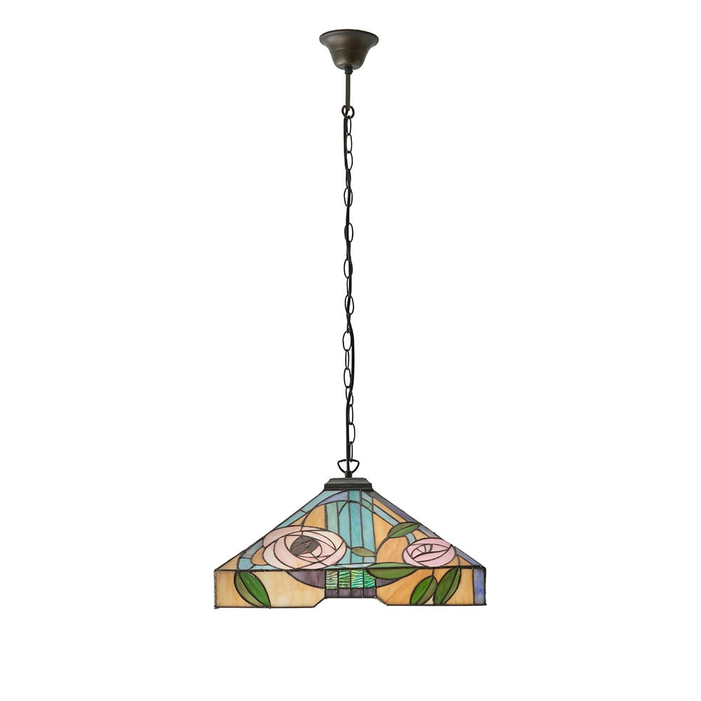 Lampada a sospensione in vetro Tiffany WILLOW rose 3xE27