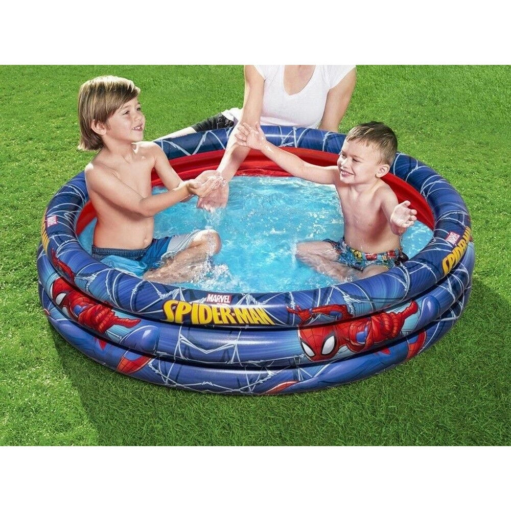 Trade Shop - Piscina Gonfiabile Spiderman L'uomo Ragno 3 Anelli 122x30cm Per Bambini 2+ 98018 -