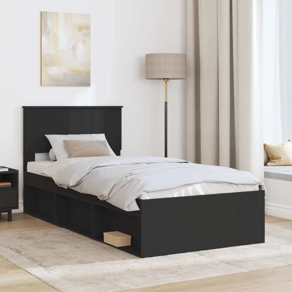 Struttura del letto Nero 75 x 190 cm Legno multistrato