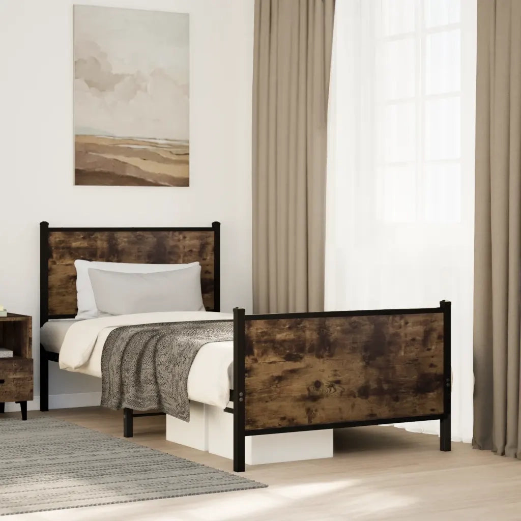 Giroletto senza Materasso in Metallo Rovere Fumo 75x190 cm 4007675