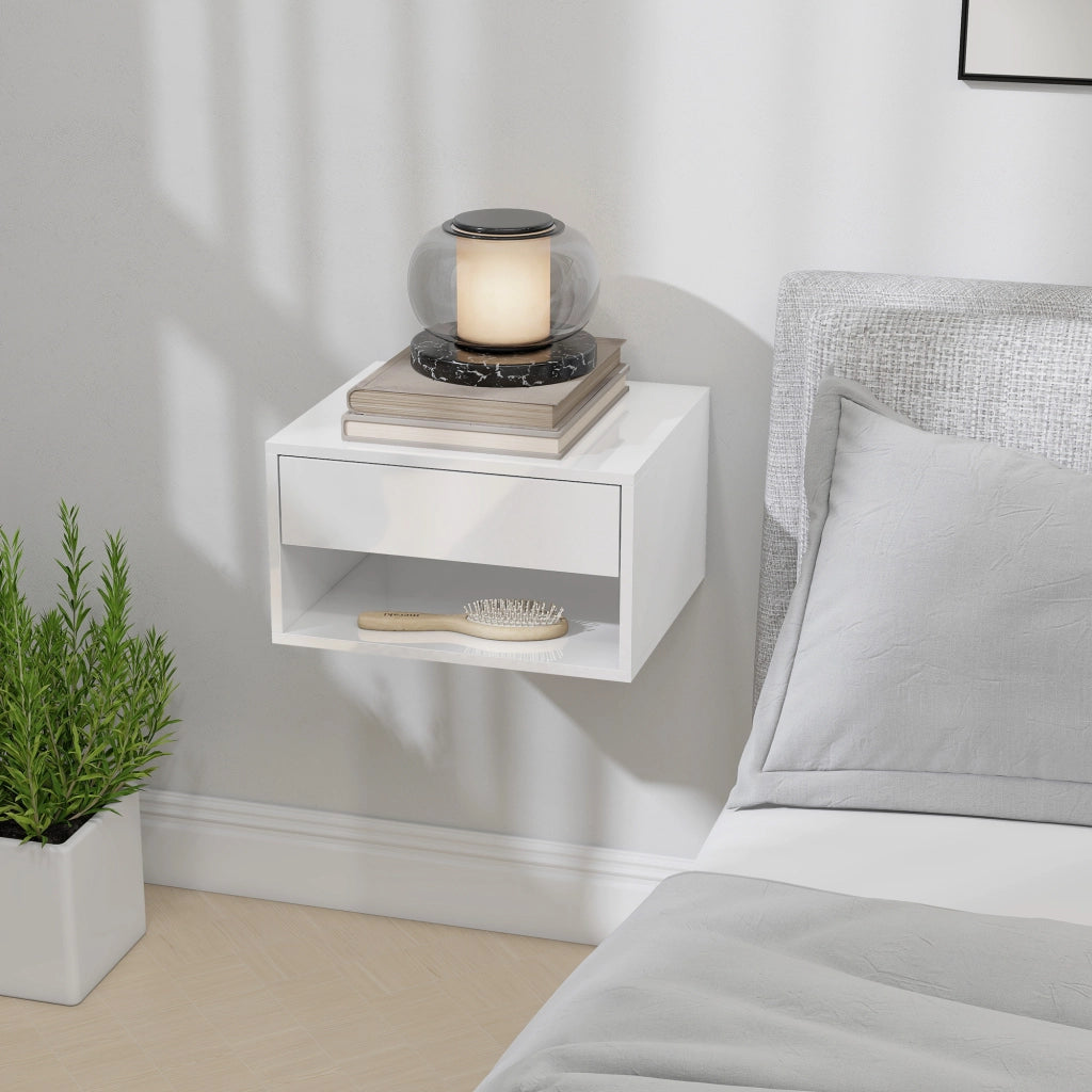 Comodini da parete ¨C zephmum ¨C 2 pezzi, bianco, 37x32x21 cm