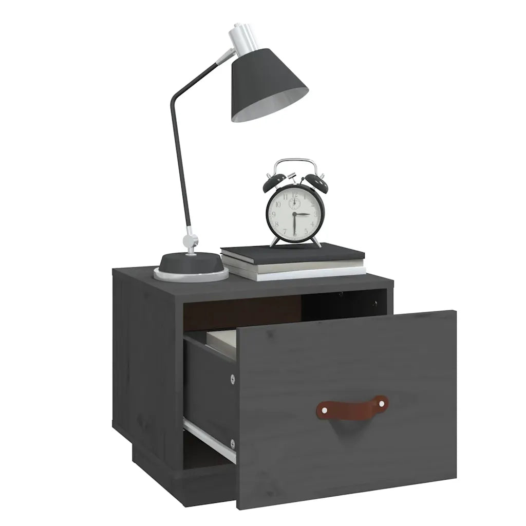 Comodini 2 pz Grigi 40x34x35 cm in Legno Massello di Pino cod mxl 30789