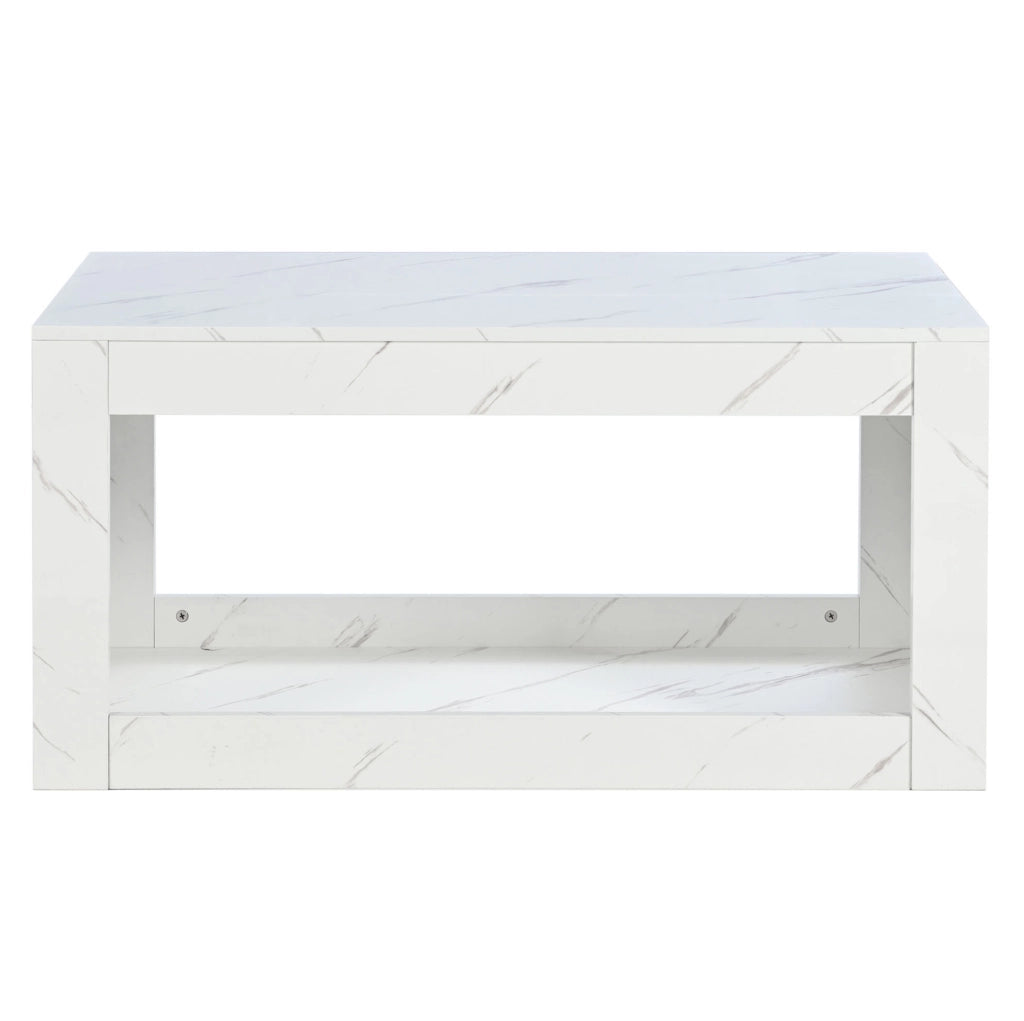 Tavolino da caff猫 100x50x50 cm; LED con ampio vano portaoggetti; pannello truciolare bianco