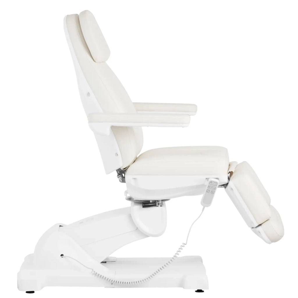 Poltrona estetica elettrica con sgabello girevole 300 watt 150 kg bianca 14_0009009
