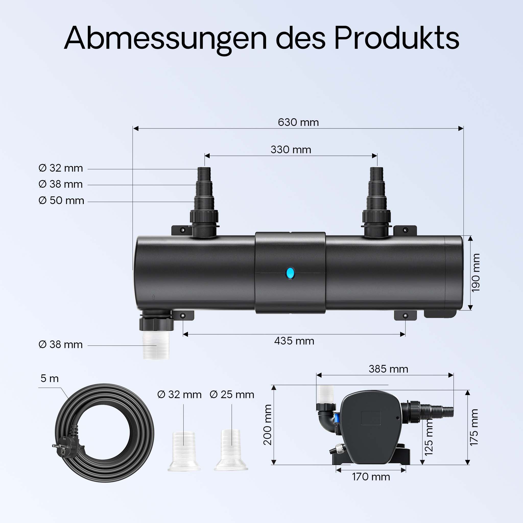 CUV-2110 Chiarificatore UVC 110W Sterilizzatore per laghetti contro le alghe