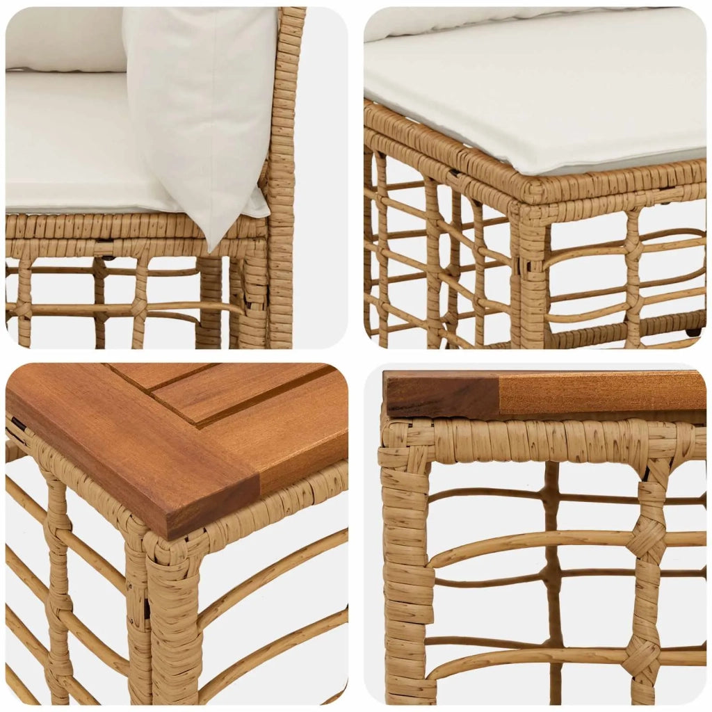 Set di divani da esterno 10 pcs Naturale e Bianco Crema
