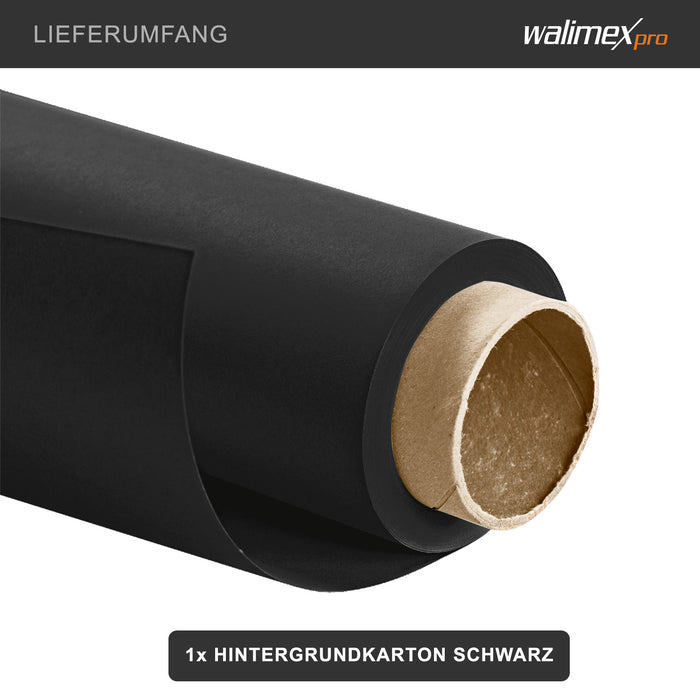 Sfondo fotografico in cartoncino nero 1,35 x 10 m, Backdrop foto antiriflesso e resistente, per studi fotografici