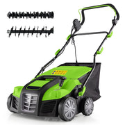 Scarificatore elettrico pieghevole 109 x 64 x 113 cm con sacco da 55 l moderno doppio interruttore di sicurezza PP verde 20_0013562