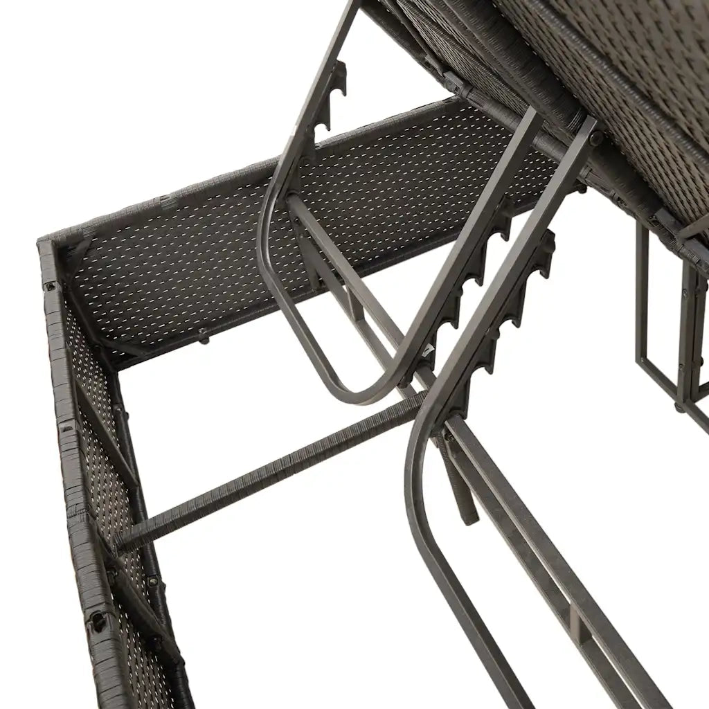 Lettino Prendisole con Tetto e Tende Nero in Polyrattan 368080