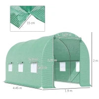Serra a Tunnel da Giardino 4.5x2x2 m con Tetto Arrotondato, in PE e Metallo, Verde