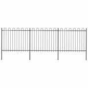 Recinzione da Giardino con Parte Superiore ad Anello in Acciaio 504x150 cm Nera 277676