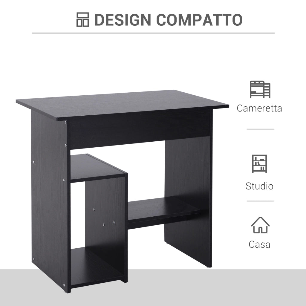 Scrivania PC Moderna in Legno con Ripiano per CPU e Spazio per Tastiera Estraibile, 80x45x75 cm, Nero