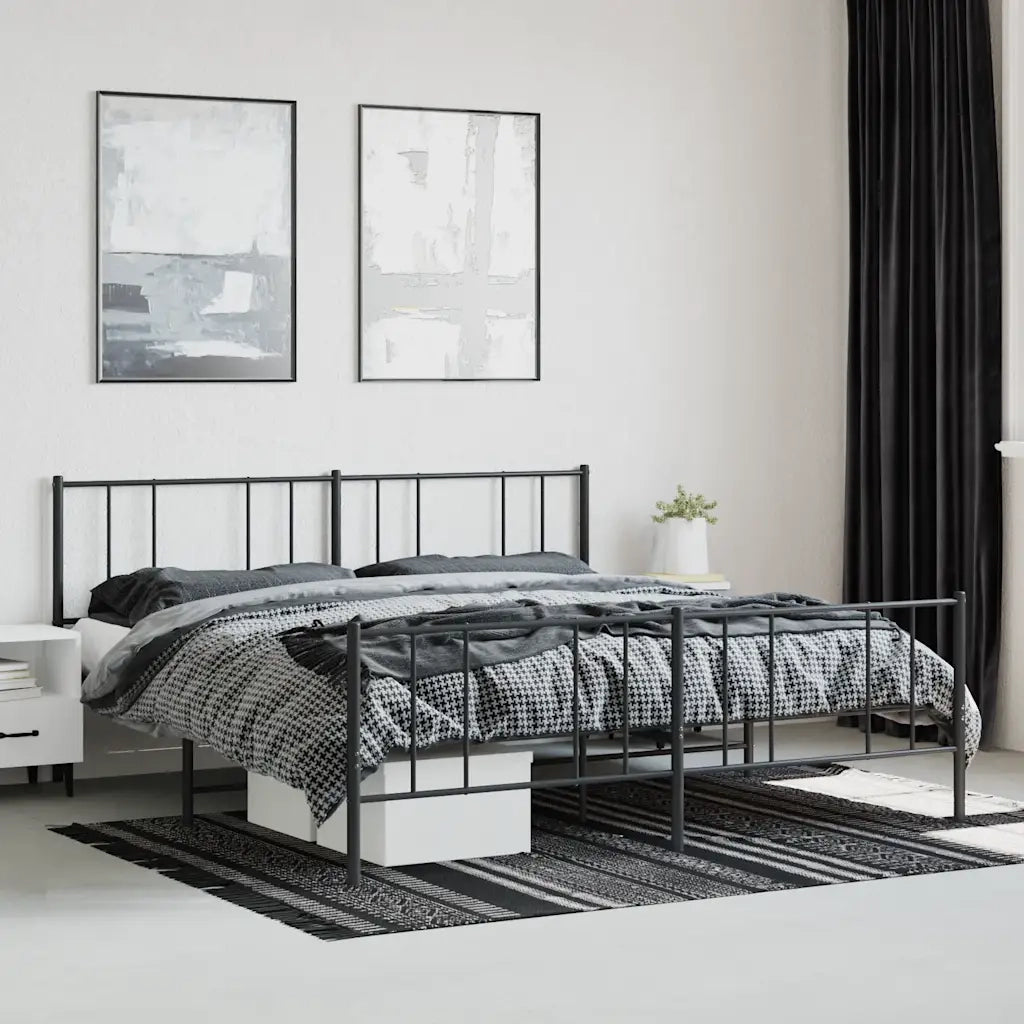 Giroletto senza Materaso con Pediera in Metallo Nero 180x200 cm 352502
