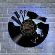 Orologio da parete in vinile, con tema capsalona e luce LED notturna, orologio da parete ideale per il salone di bellezza