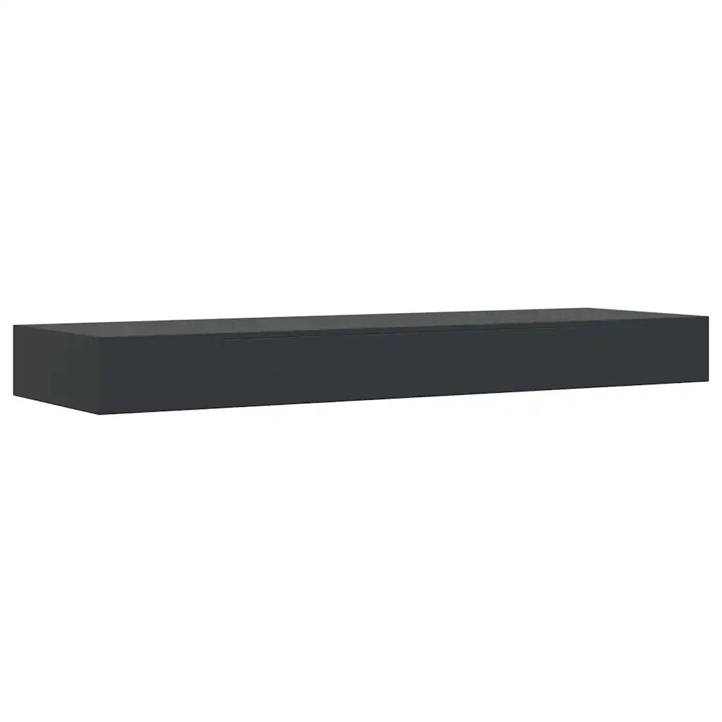 Mensola a Muro Galleggianti con Cassetto Nera 80x25x8 cm 288206